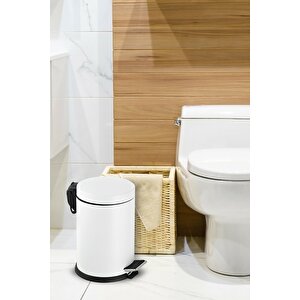 Fevito Beyaz Çöp Kovası Wc Fırça Set 2 Li Set 5 Lt