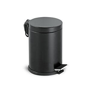 Pedallı Çöp Kovası Tuvalet Wc Fırçası Banyo Çöp Kovası 2'li Banyo Seti Siyah 3 Litre