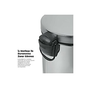 KROM 2'li Banyo Seti Pedallı Çöp Kovası wc Klozet Tuvalet Fırça Seti Banyo Çöp Kovası 3LT