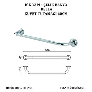 İgk Yapi - Çeli̇k Banyo Bella Küvet Tutamaği 60cm (30-090)