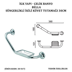 İgk Yapi - Çeli̇k Banyo Bella Süngerli̇kli̇ İki̇li̇ Küvet Tutamaği 30cm (30-019)