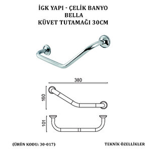 İgk Yapi - Çeli̇k Banyo Bella Küvet Tutamaği 30cm (30-017)