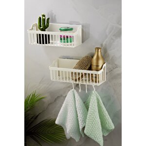 Yapışkanlı Banyo Rafı Banyo Düzenleyici Duş Rafı Organizer Şampuanlık Beyaz Tşp-01