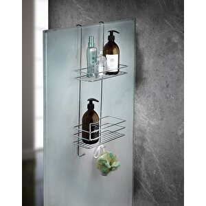 2 Katlı Askılı Banyo Duş Rafı Sabunluk Şampuanlık Duşakabin Askısı Krom