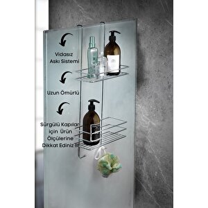 2 Katlı Askılı Banyo Duş Rafı Sabunluk Şampuanlık Duşakabin Askısı Krom