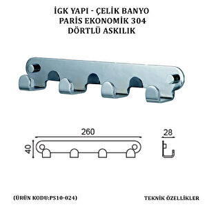 İgk Yapi - Çeli̇k Banyo Pari̇s Dörtlü Askilik (ps10-024)