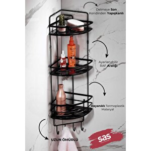Yapışkanlı Ömür Boyu Paslanmaz Kristal Ayarlanabilir Raf Banyo Düzenleyici Şampuanlık Lk-03 Tel  Sssk