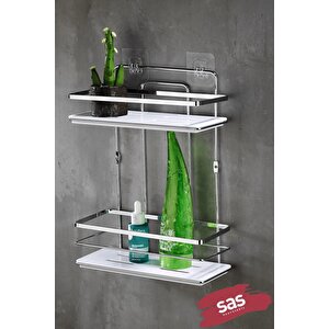 Yapışkanlı Ömür Boyu Paslanmaz Kristal Ayarlanabilir Raf Banyo Düzenleyici Şampuanlık Lş-02 Kb