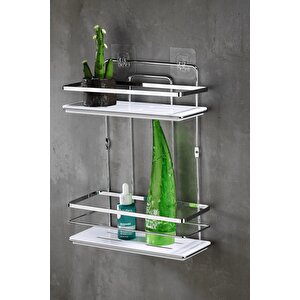 Yapışkanlı Ömür Boyu Paslanmaz Kristal Ayarlanabilir Raf Banyo Düzenleyici Şampuanlık Lş-02 Kb