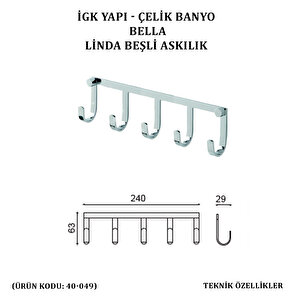 İgk Yapi - Çeli̇k Banyo Bella Li̇nda Beşli̇ Askilik (40-049)