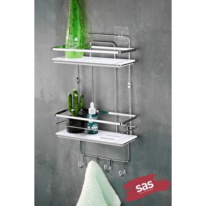 Yapışkanlı Ömür Boyu Paslanmaz Kristal Ayarlanabilir Raf Banyo Düzenleyici Şampuanlık Lş-02 Kbkk