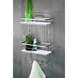 Yapışkanlı Ömür Boyu Paslanmaz Kristal Ayarlanabilir Raf Banyo Düzenleyici Şampuanlık Lş-02 Kbkk