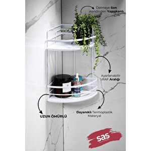 Yapışkanlı Ömür Boyu Paslanmaz Kristal Ayarlanabilir Raf Banyo Düzenleyici Şampuanlık Lk-02 Bb