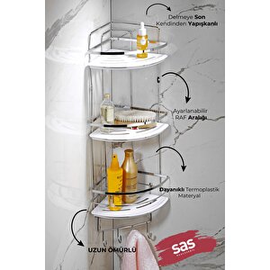 Yapışkanlı Ömür Boyu Paslanmaz Kristal Ayarlanabilir Raf Banyo Düzenleyici Şampuanlık Lk-03 Kbkk