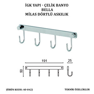 İgk Yapi - Çeli̇k Banyo Bella Mi̇las Dörtlü Askilik (40-042)