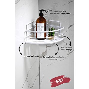 Yapışkanlı Ömür Boyu Paslanmaz Kristal Ayarlanabilir Raf Banyo Düzenleyici Şampuanlık 2 Adet Lk-01 Bb