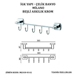 İgk Yapi - Çeli̇k Banyo Mi̇lano Beşli̇ Askilik (mln10-014)