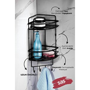 Yapışkanlı Ömür Boyu Paslanmaz Kristal Ayarlanabilir Raf Banyo Düzenleyici Şampuanlık Lk-02 Sssk