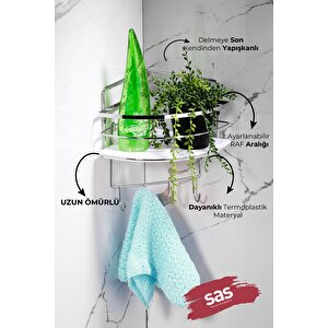 Yapışkanlı Ömür Boyu Paslanmaz Kristal Ayarlanabilir Raf Banyo Düzenleyici Şampuanlık Lk-01 Kbkk