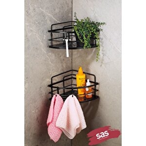 Yapışkanlı Ömür Boyu Paslanmaz Kristal Ayarlanabilir Raf Banyo Düzenleyici 2 Adet Şampuanlık Lk-01 Ss