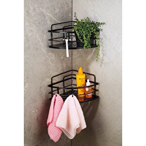 Yapışkanlı Ömür Boyu Paslanmaz Kristal Ayarlanabilir Raf Banyo Düzenleyici 2 Adet Şampuanlık Lk-01 Ss