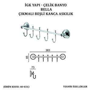 İgk Yapi - Çeli̇k Banyo Bella Çikmali Kanca Beşli̇ Askilik (40-031)