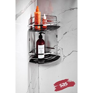 Yapışkanlı Ömür Boyu Paslanmaz Kristal Ayarlanabilir Raf Banyo Düzenleyici Şampuanlık Lk-02 Ks