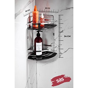 Yapışkanlı Ömür Boyu Paslanmaz Kristal Ayarlanabilir Raf Banyo Düzenleyici Şampuanlık Lk-02 Ks