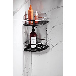 Yapışkanlı Ömür Boyu Paslanmaz Kristal Ayarlanabilir Raf Banyo Düzenleyici Şampuanlık Lk-02 Ks