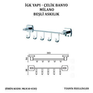 İgk Yapi - Çeli̇k Banyo Mi̇lano Beşli̇ Askilik (mln10-038)