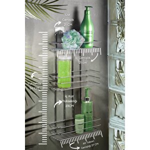 Yapışkanlı Düz Banyo Düzenleyici Şampuanlık Duş Rafı Krom Tş-03