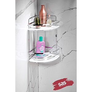 Yapışkanlı Ömür Boyu Paslanmaz Kristal Ayarlanabilir Raf Banyo Düzenleyici Şampuanlık Lk-02 Kb