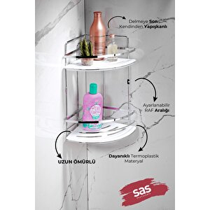 Yapışkanlı Ömür Boyu Paslanmaz Kristal Ayarlanabilir Raf Banyo Düzenleyici Şampuanlık Lk-02 Kb