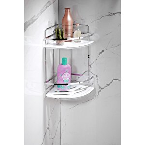 Yapışkanlı Ömür Boyu Paslanmaz Kristal Ayarlanabilir Raf Banyo Düzenleyici Şampuanlık Lk-02 Kb