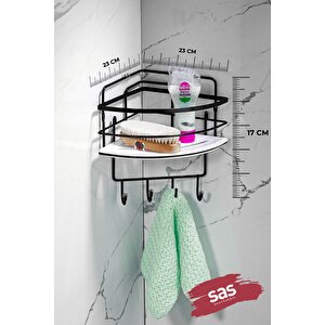 Yapışkanlı Ömür Boyu Paslanmaz Kristal Ayarlanabilir Raf Banyo Düzenleyici Şampuanlık Lk-01 Sbsk