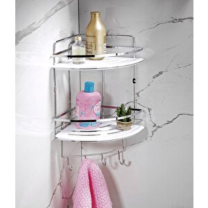 Yapışkanlı Ömür Boyu Paslanmaz Kristal Ayarlanabilir Raf Banyo Düzenleyici Şampuanlık Lk-02 Kbkk