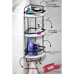 Yapışkanlı Ömür Boyu Paslanmaz Kristal Ayarlanabilir Raf Banyo Düzenleyici Şampuanlık Lk-03 Sbsk