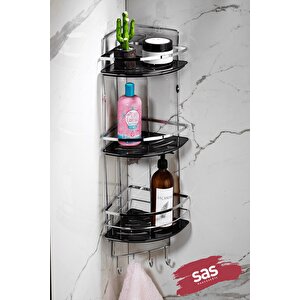 Yapışkanlı Ömür Boyu Paslanmaz Kristal Ayarlanabilir Raf Banyo Düzenleyici Şampuanlık Lk-03 Kskk