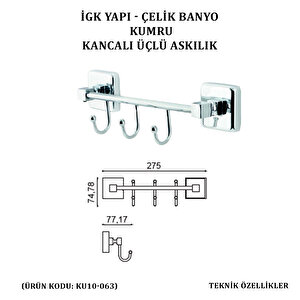 İgk Yapi - Çeli̇k Banyo Kumru Kancali Üçlü Askilik (ku10-063)