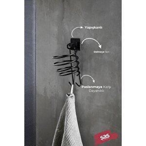 Yapışkanlı Saç Kurutmalık Siyah , Sihirli Yapışkanlı Siyah Saç Kurutma Makine Askısı Y-01