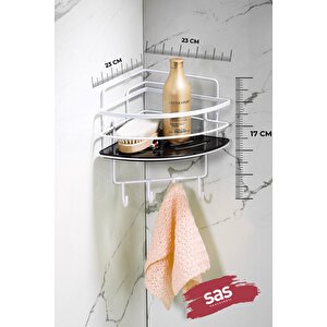 Yapışkanlı Ömür Boyu Paslanmaz Kristal Ayarlanabilir Raf Banyo Düzenleyici Şampuanlık Lk-01 Bsbk