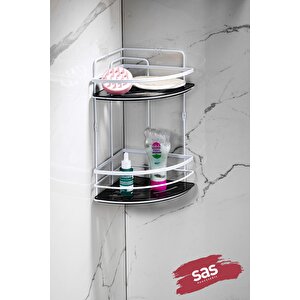 Yapışkanlı Ömür Boyu Paslanmaz Kristal Ayarlanabilir Raf Banyo Düzenleyici Şampuanlık Lk-02 Bs