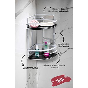 Yapışkanlı Ömür Boyu Paslanmaz Kristal Ayarlanabilir Raf Banyo Düzenleyici Şampuanlık Lk-02 Bs