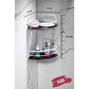 Yapışkanlı Ömür Boyu Paslanmaz Kristal Ayarlanabilir Raf Banyo Düzenleyici Şampuanlık Lk-02 Bs