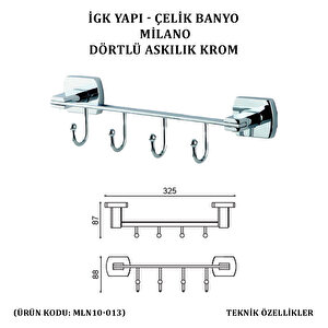 İgk Yapi - Çeli̇k Banyo Mi̇lano Dörtlü Askilik (mln10-013)