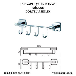 İgk Yapi - Çeli̇k Banyo Mi̇lano Dörtlü Askilik (mln10-037)