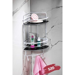 Yapışkanlı Ömür Boyu Paslanmaz Kristal Ayarlanabilir Raf Banyo Düzenleyici Şampuanlık Lk-02 Bsbk