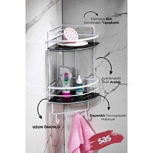 Yapışkanlı Ömür Boyu Paslanmaz Kristal Ayarlanabilir Raf Banyo Düzenleyici Şampuanlık Lk-02 Bsbk