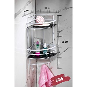 Yapışkanlı Ömür Boyu Paslanmaz Kristal Ayarlanabilir Raf Banyo Düzenleyici Şampuanlık Lk-02 Bsbk