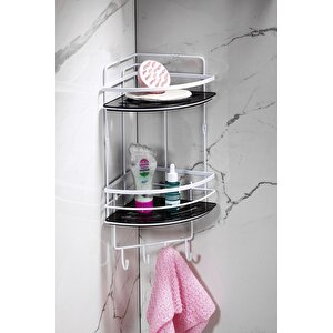 Yapışkanlı Ömür Boyu Paslanmaz Kristal Ayarlanabilir Raf Banyo Düzenleyici Şampuanlık Lk-02 Bsbk